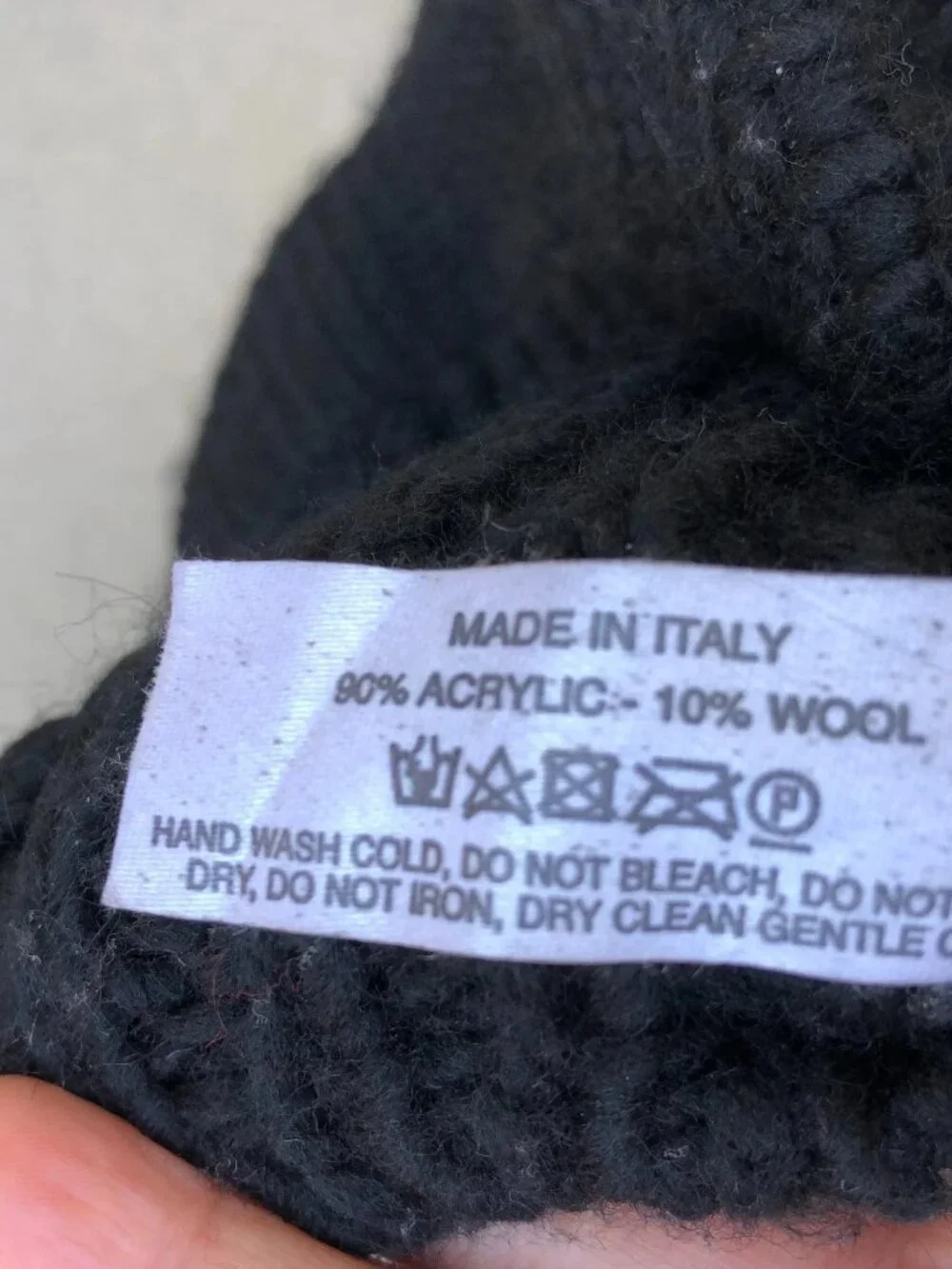Wool Blend Knit Army Cadet Hat Women's One Size Black Made in Italy